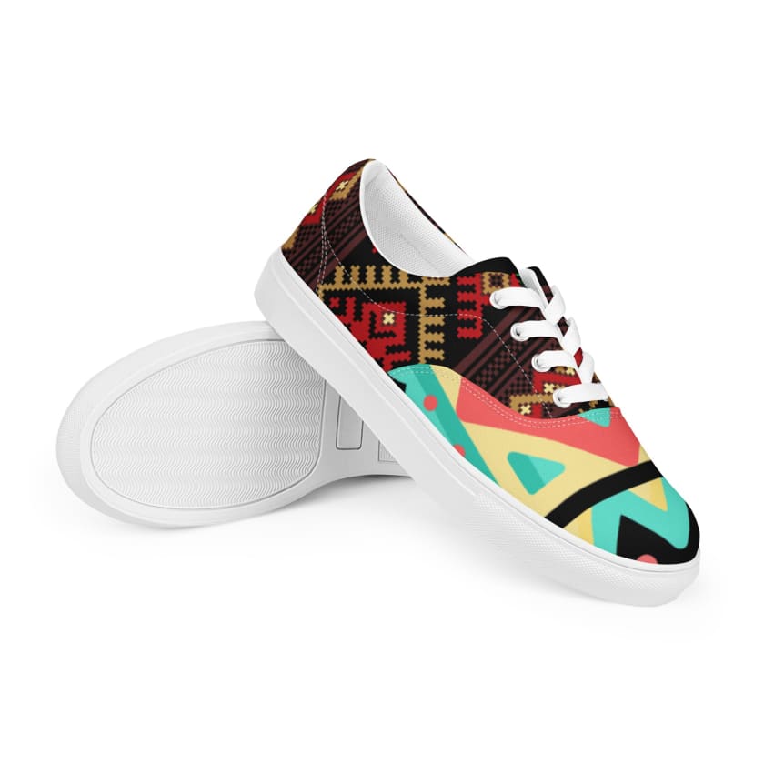 Tennis en toile avec lacets motifs marocain Amazigh unisexe