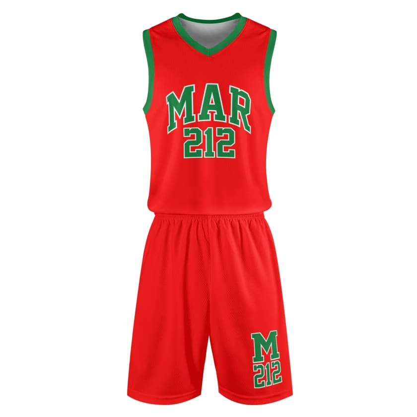 Tenue de basket-ball MAR212 Rouge pour adultes unisexe 2