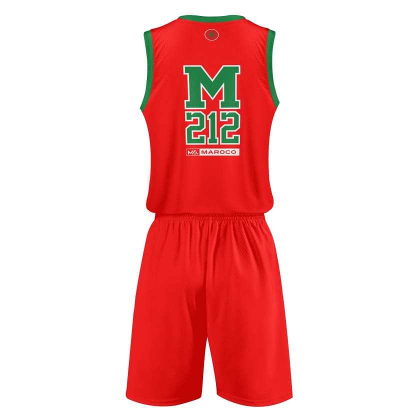 Tenue de basket-ball MAR212 Rouge pour adultes unisexe 2