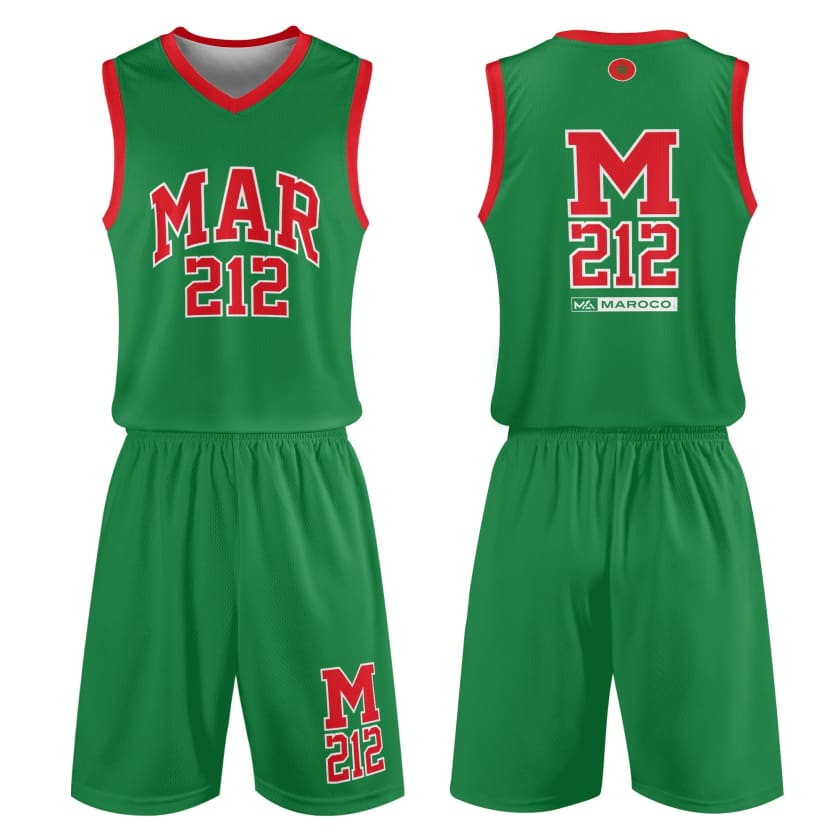 Tenue de basket-ball MAR212 Verte pour adultes unisexe 2