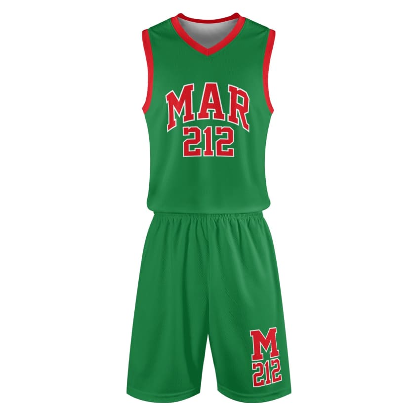 Tenue de basket-ball MAR212 Verte pour adultes unisexe 2
