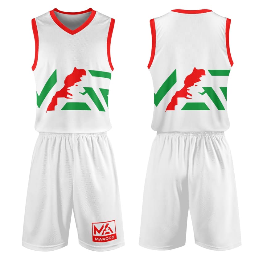 Tenue de basket MAR blanche adultes unisexe 2 pièces