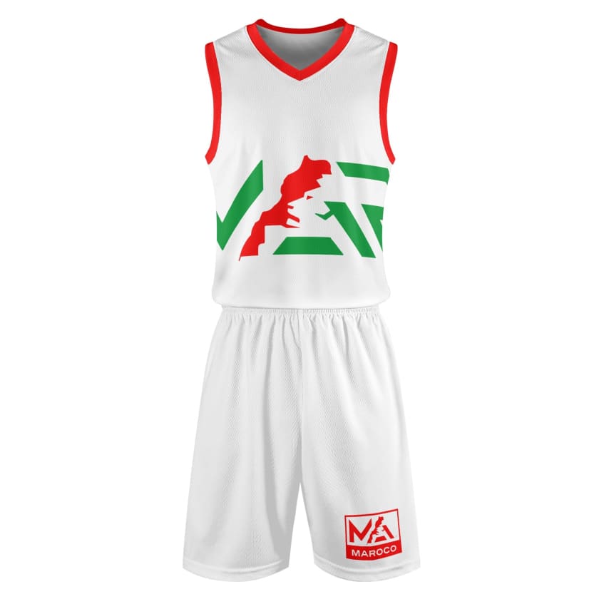 Tenue de basket MAR blanche adultes unisexe 2 pièces