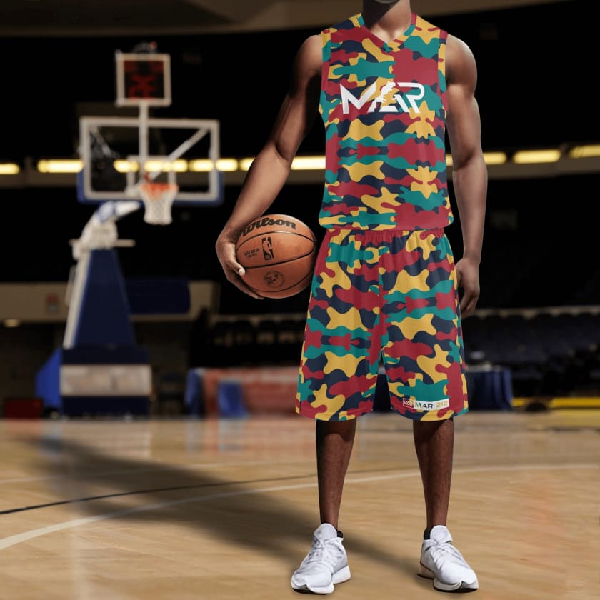 Tenue de basket MAR Camou unisexe 2 pièces