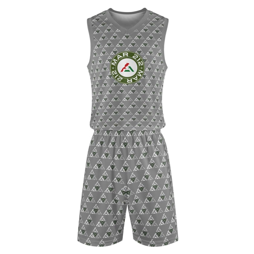 Tenue de basket MAR pour adultes unisexe 2 pièces Gris