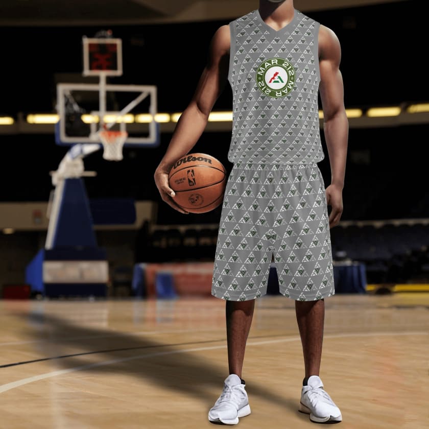 Tenue de basket MAR pour adultes unisexe 2 pièces Gris