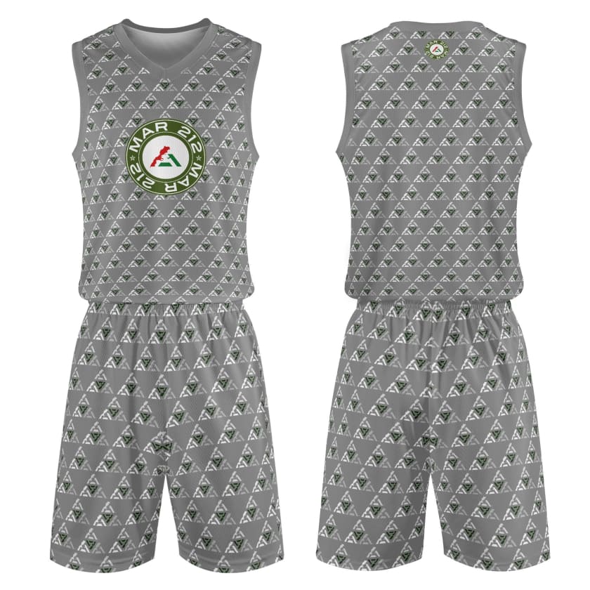 Tenue de basket MAR pour adultes unisexe 2 pièces Gris