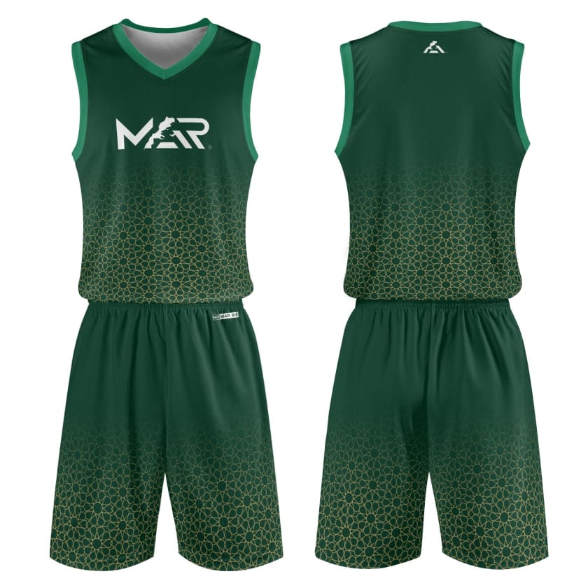 Tenue de basket MAR unisexe 2 pièces vert