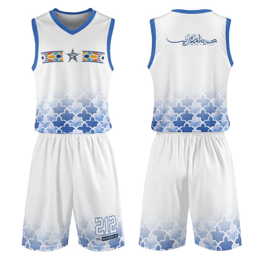 Tenue de basket MAROCO Dima Maghrib blanche adultes unisexe