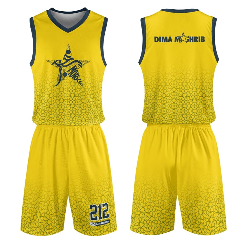 Tenue de basket MAROCO Dima Maghrib Jaune adultes unisexe 2