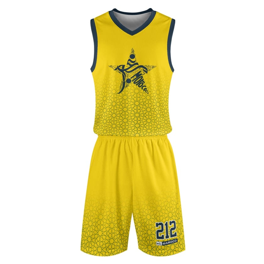 Tenue de basket MAROCO Dima Maghrib Jaune adultes unisexe 2