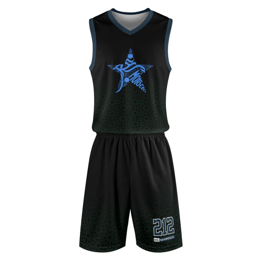 Tenue de basket MAROCO Dima Maghrib noir adultes unisexe 2
