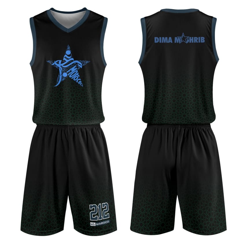 Tenue de basket MAROCO Dima Maghrib noir adultes unisexe 2