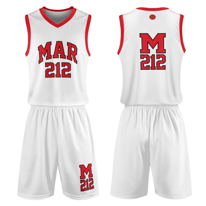 Tenue de basketteur blanc MAR212 pour adultes unisexe 2