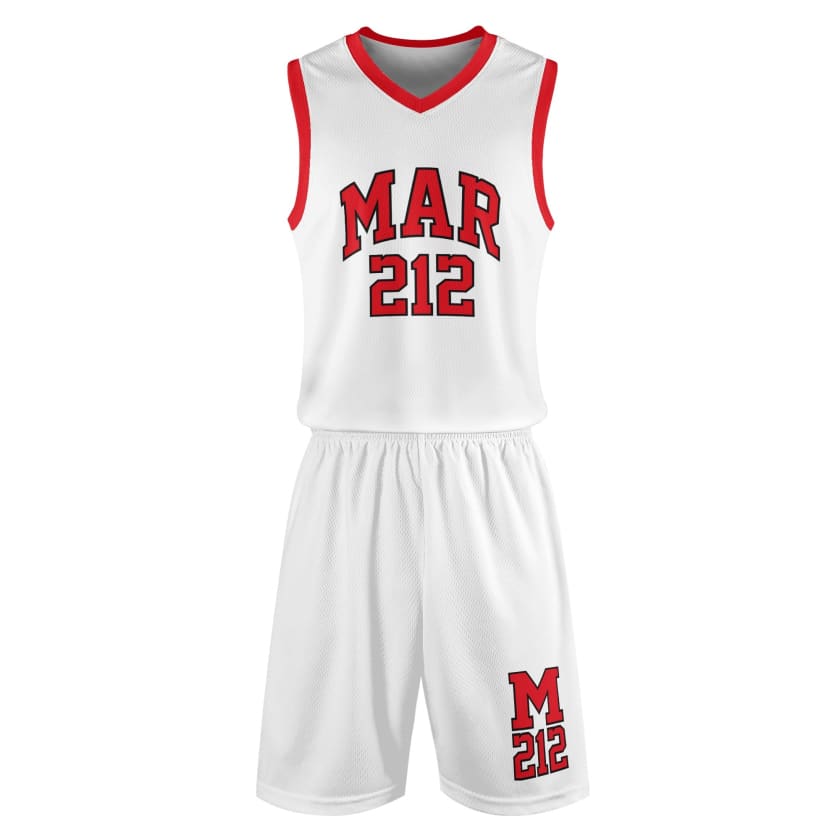 Tenue de basketteur blanc MAR212 pour adultes unisexe 2