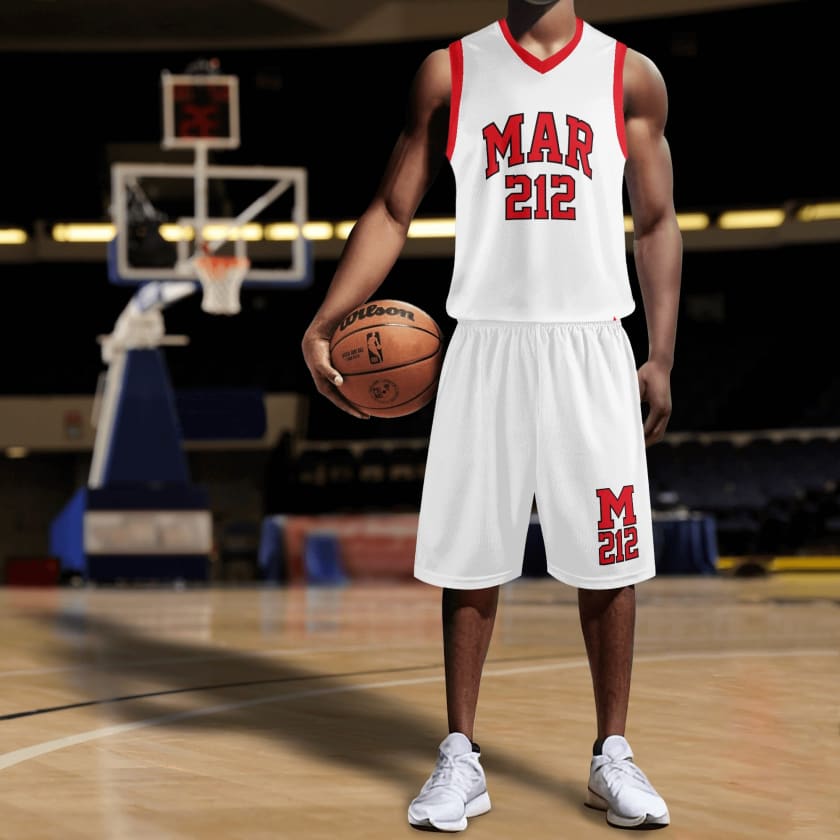 Tenue de basketteur blanc MAR212 pour adultes unisexe 2
