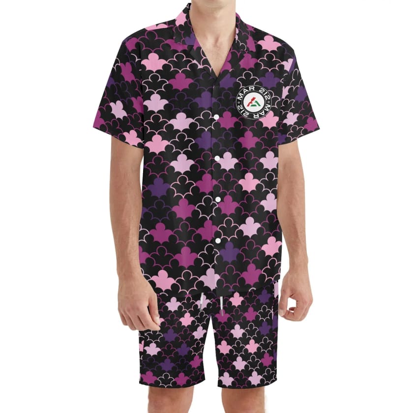 Tenue hawaïenne noire pour homme chemise et short MAR