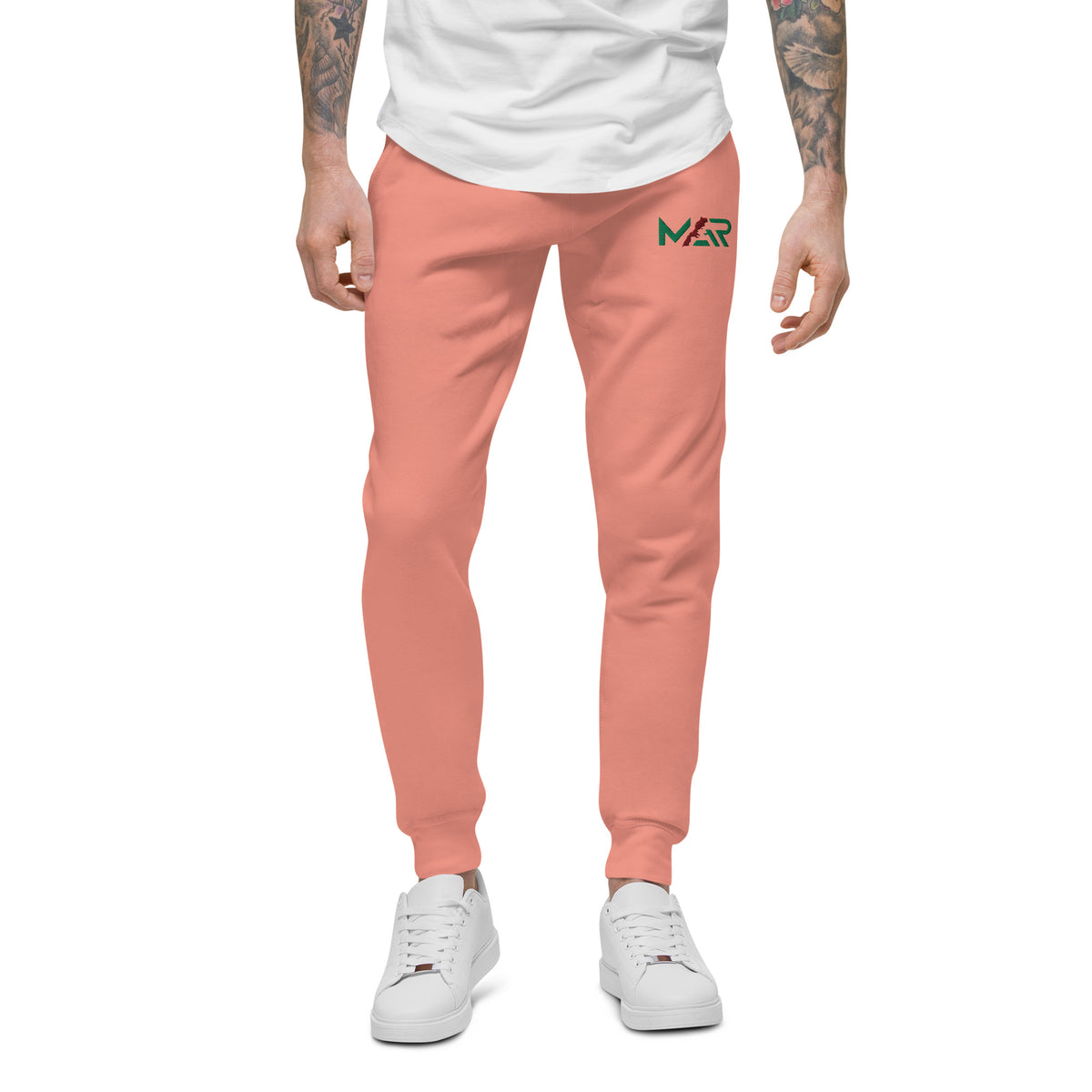 Pantalon de survêtement MAR brodé en molleton rose unisexe