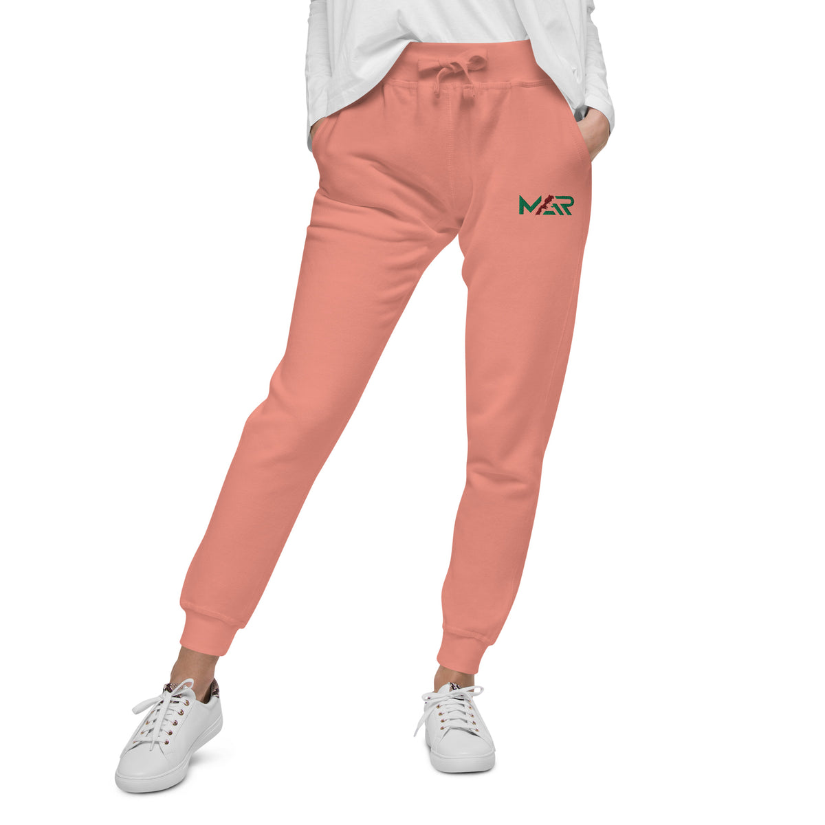 Pantalon de survêtement MAR brodé en molleton rose unisexe