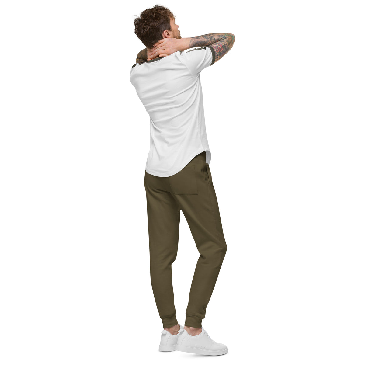 Pantalon de survêtement MAR brodé en molleton vert olive