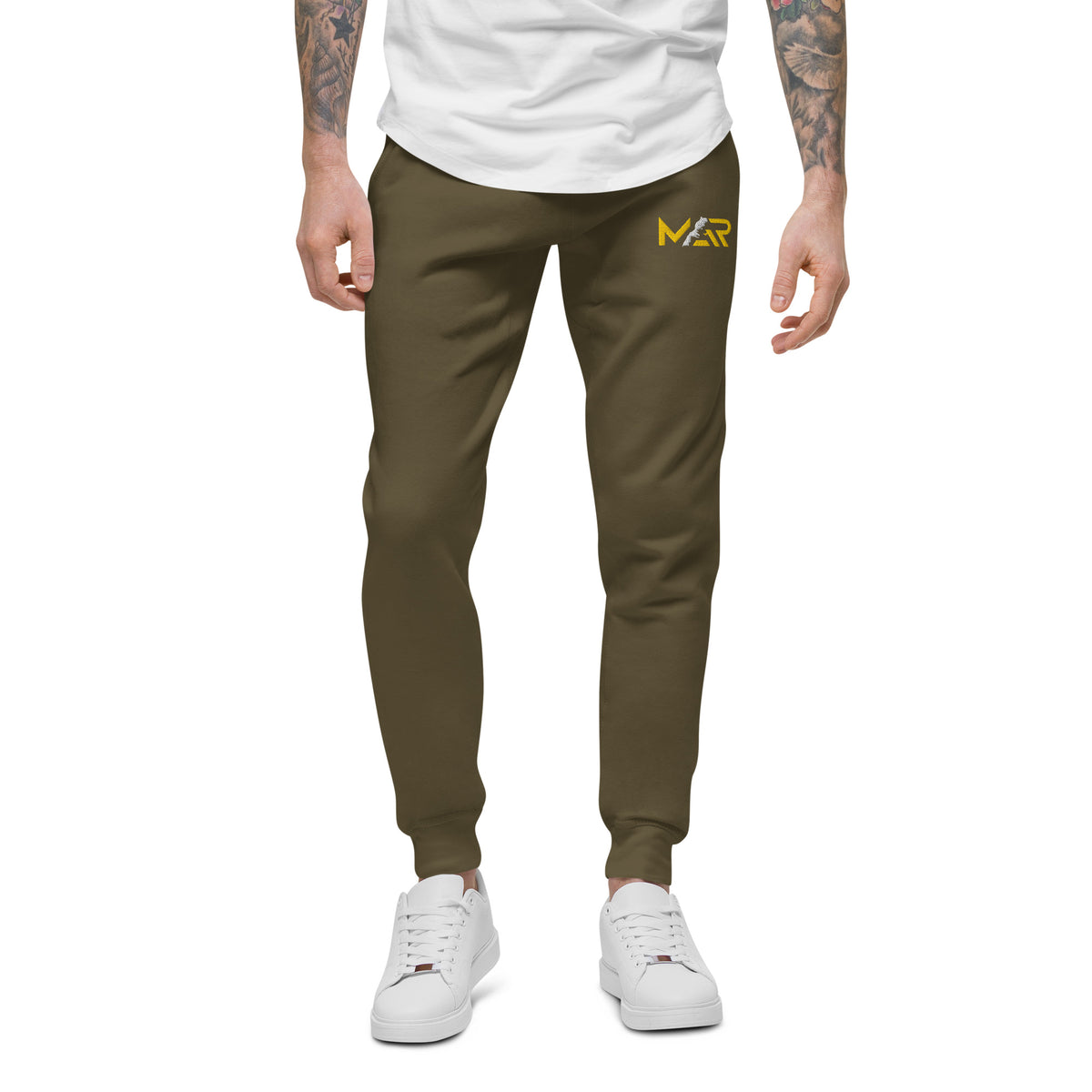 Pantalon de survêtement MAR brodé en molleton vert olive