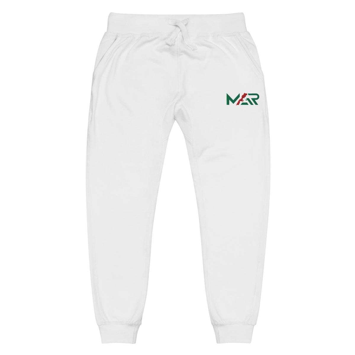 Pantalon de survêtement MAR brodé en molleton blanc unisexe
