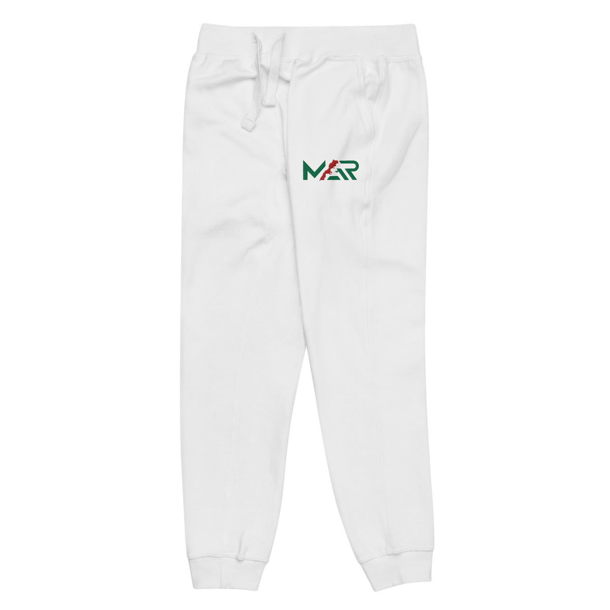 Pantalon de survêtement MAR brodé en molleton blanc unisexe