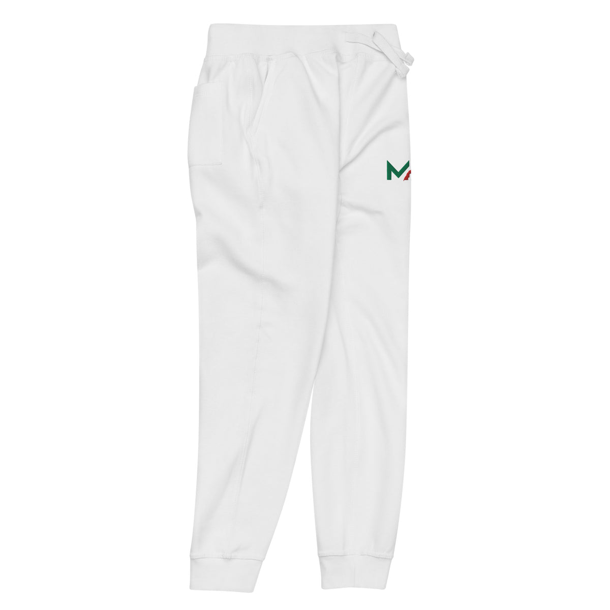 Pantalon de survêtement MAR brodé en molleton blanc unisexe