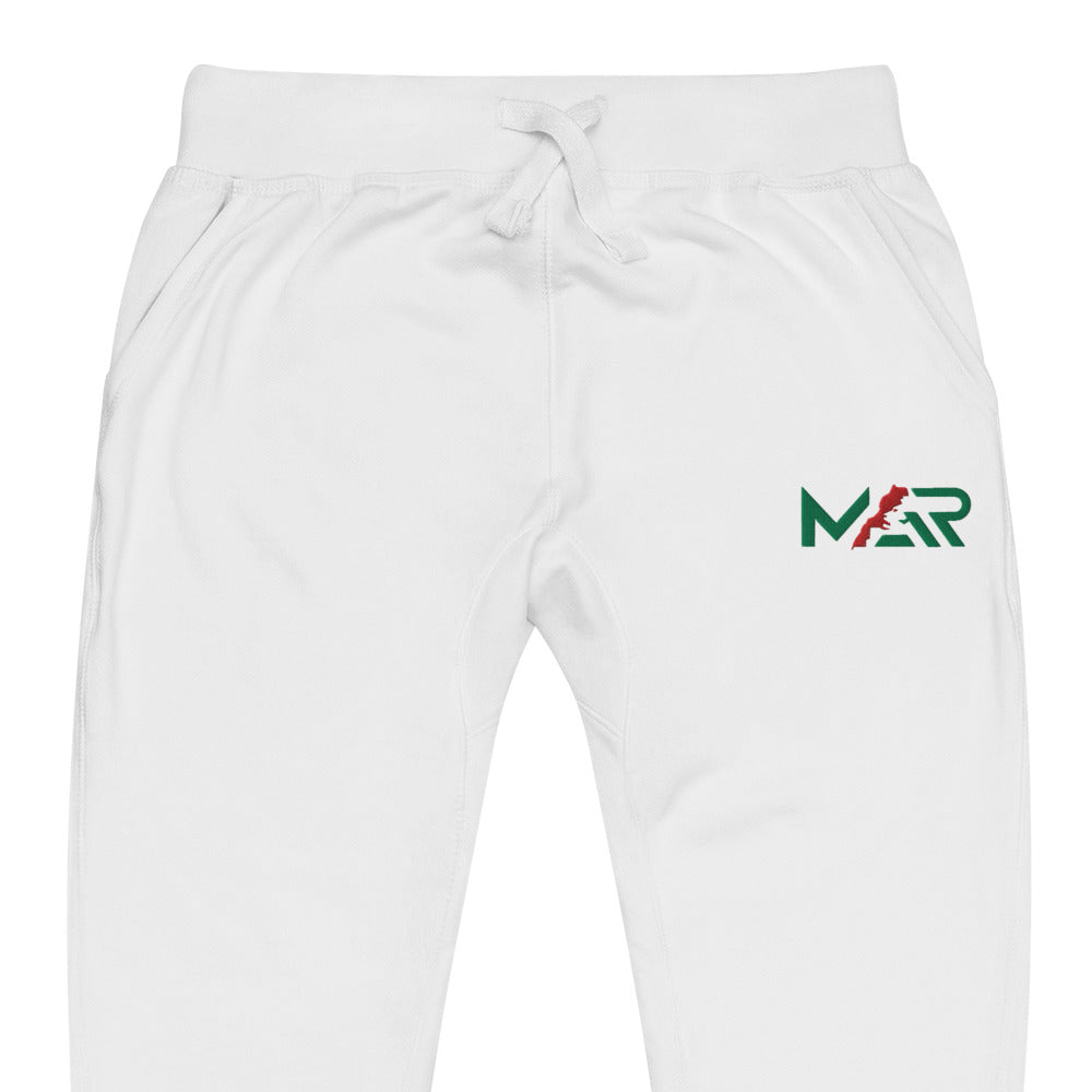 Pantalon de survêtement MAR brodé en molleton blanc unisexe