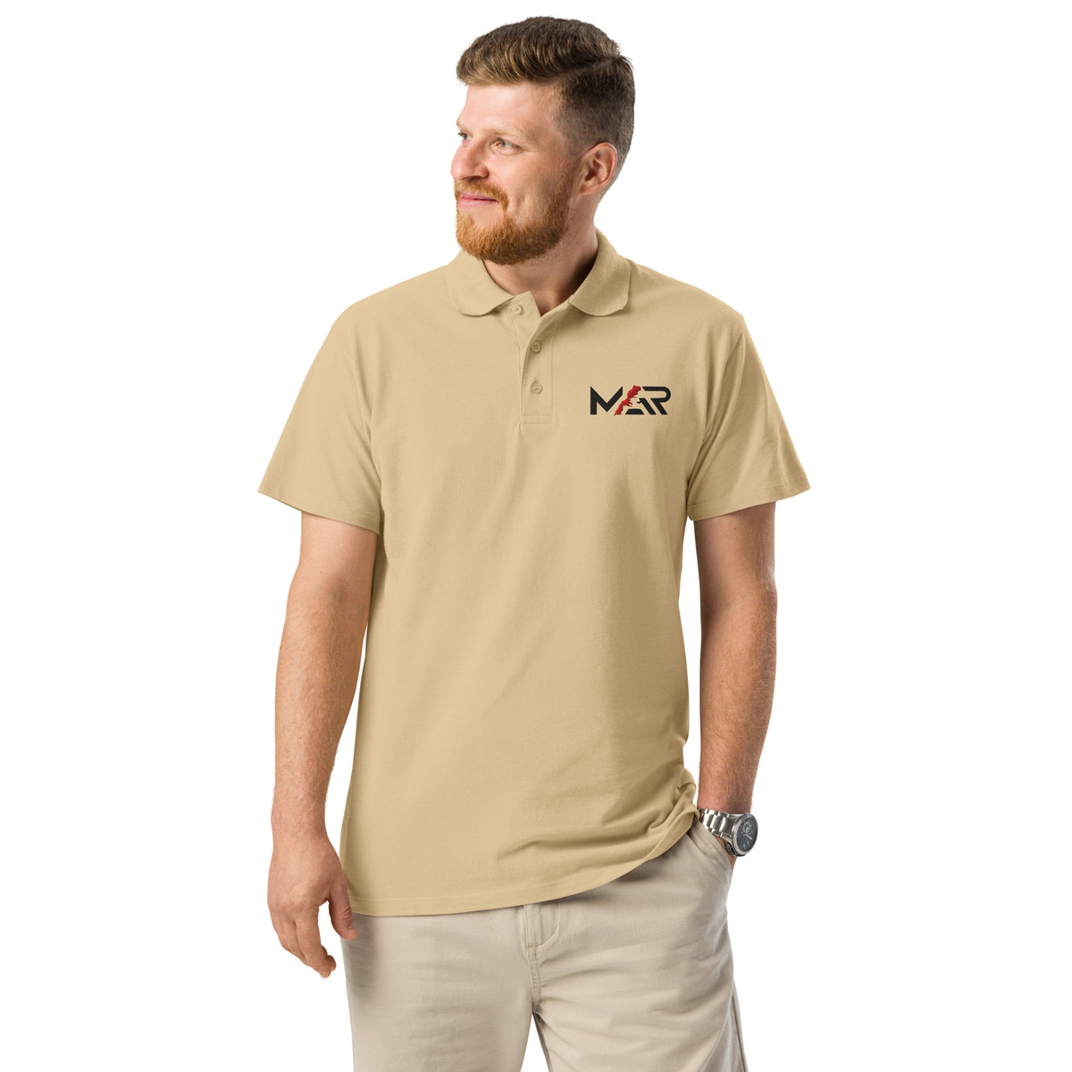 Polo MAR beige brodé unisexe