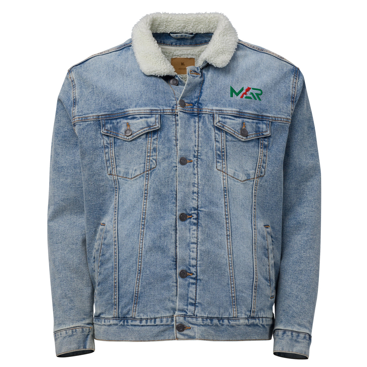 Veste sherpa en jean MAR brodé unisexe
