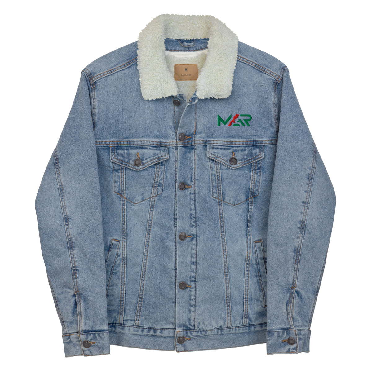 Veste sherpa en jean MAR brodé unisexe