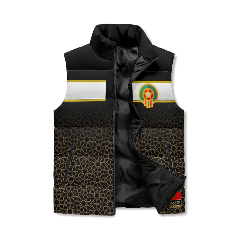 Veste polaire noir sans manches supporter Maroc