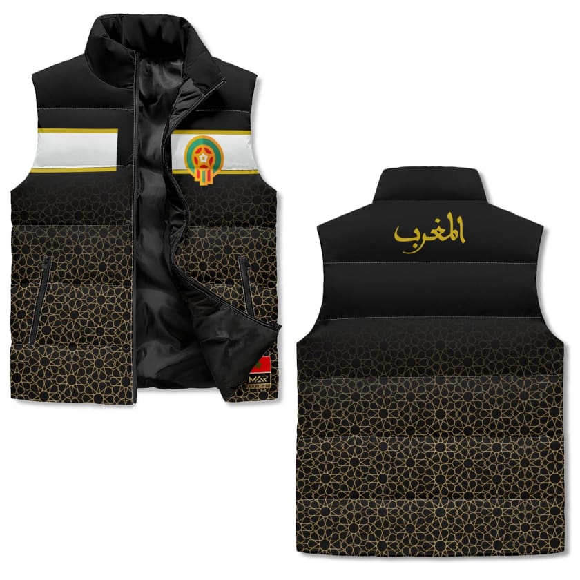 Veste polaire noir sans manches supporter Maroc