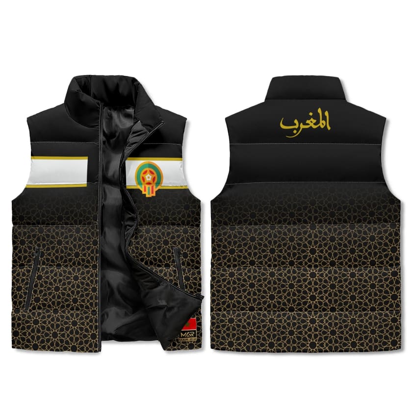 Veste polaire noir sans manches supporter Maroc