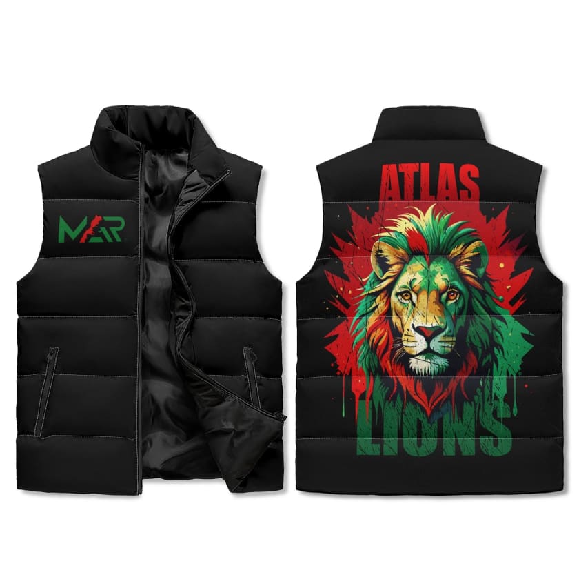 Veste polaire noire MAR Lion de l’Atlas unisexe