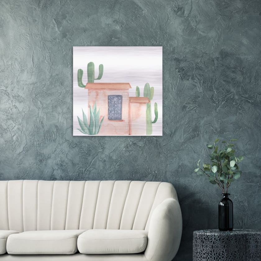 BTableau maison terre rouge maroc Impression en aluminium 