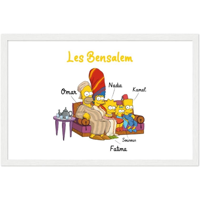 Cadeau personnalisé Famille Marocaine Cartoon tableau en