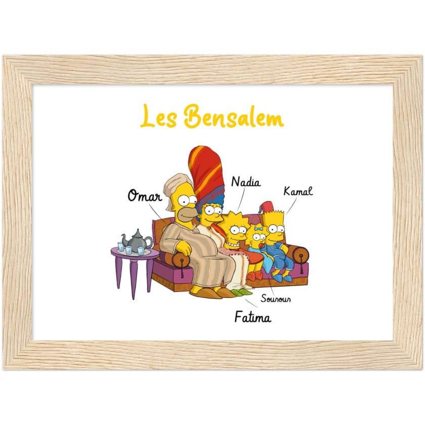 Cadeau personnalisé Famille Marocaine Cartoon tableau en