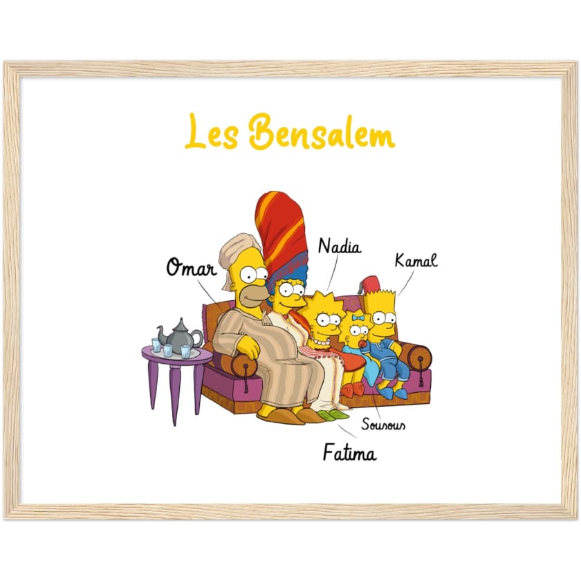 Cadeau personnalisé Famille Marocaine Cartoon tableau en