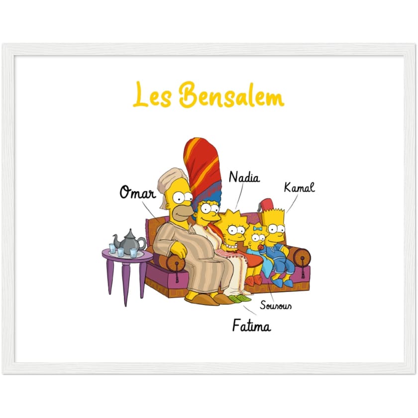 Cadeau personnalisé Famille Marocaine Cartoon tableau en