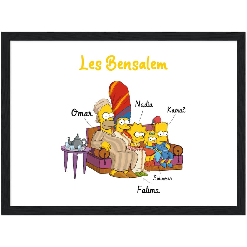 Cadeau personnalisé Famille Marocaine Cartoon tableau en