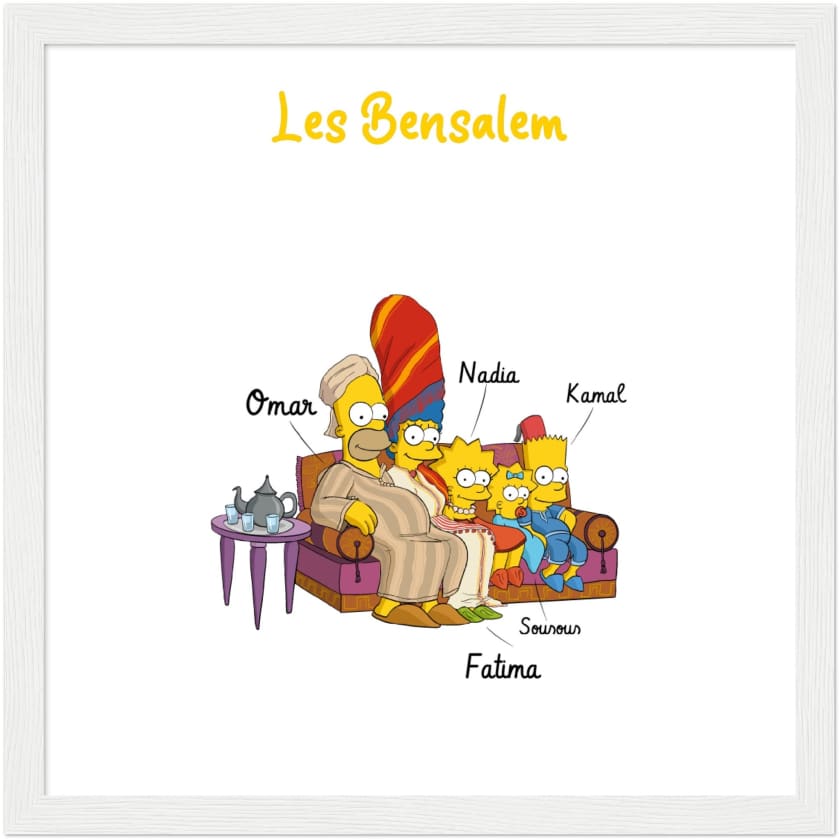 Cadeau personnalisé Famille Marocaine Cartoon tableau en