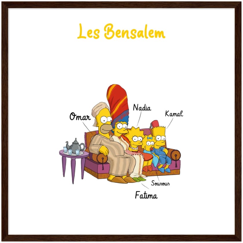 Cadeau personnalisé Famille Marocaine Cartoon tableau en