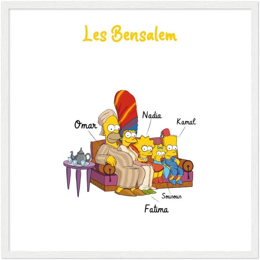 Cadeau personnalisé Famille Marocaine Cartoon tableau en
