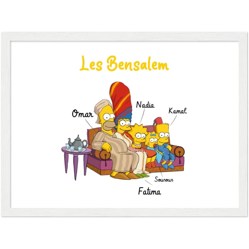 Cadeau personnalisé Famille Marocaine Cartoon tableau en