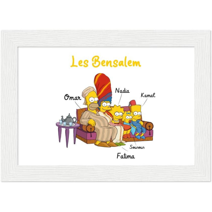Cadeau personnalisé Famille Marocaine Cartoon tableau en