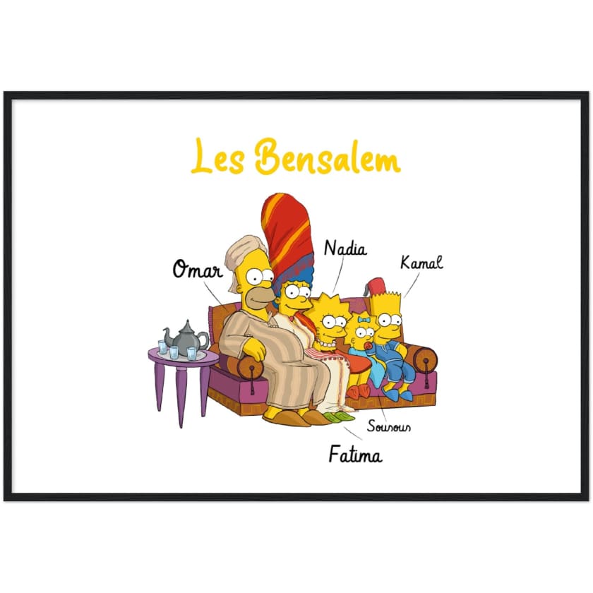 Cadeau personnalisé Famille Marocaine Cartoon tableau en