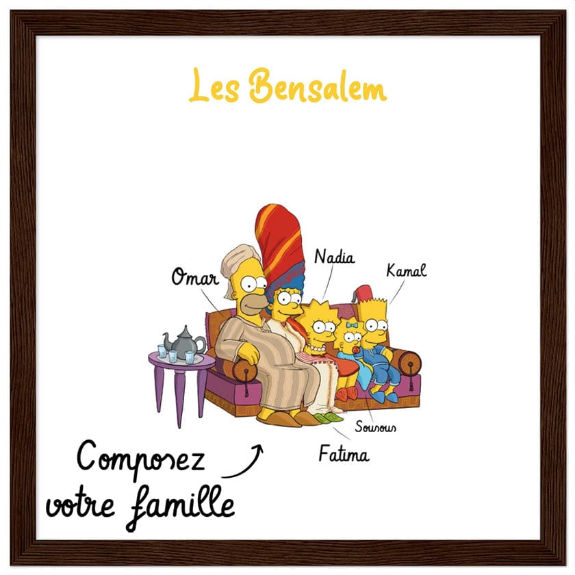 Cadeau personnalisé Famille Marocaine Cartoon tableau en