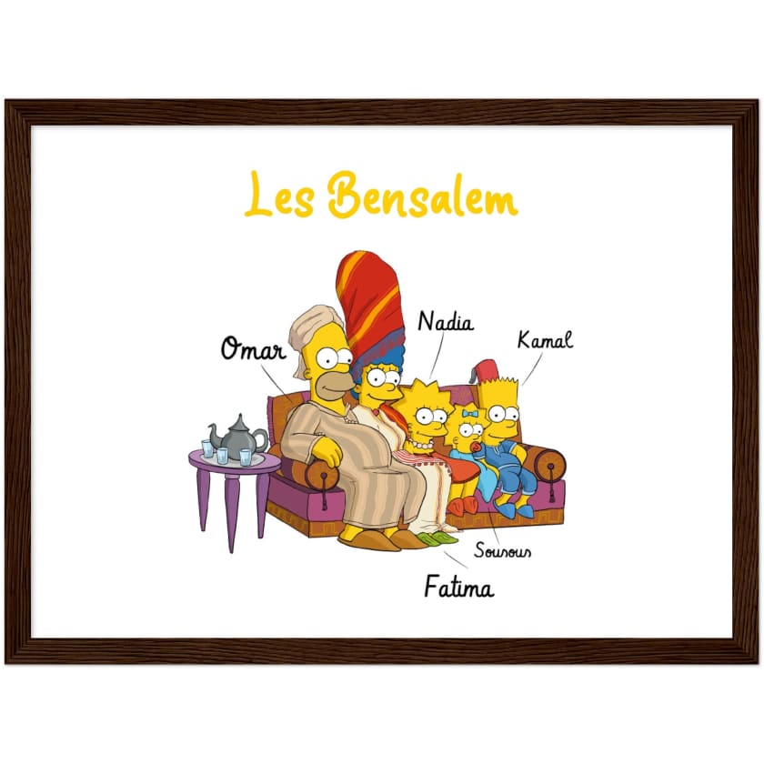 Cadeau personnalisé Famille Marocaine Cartoon tableau en